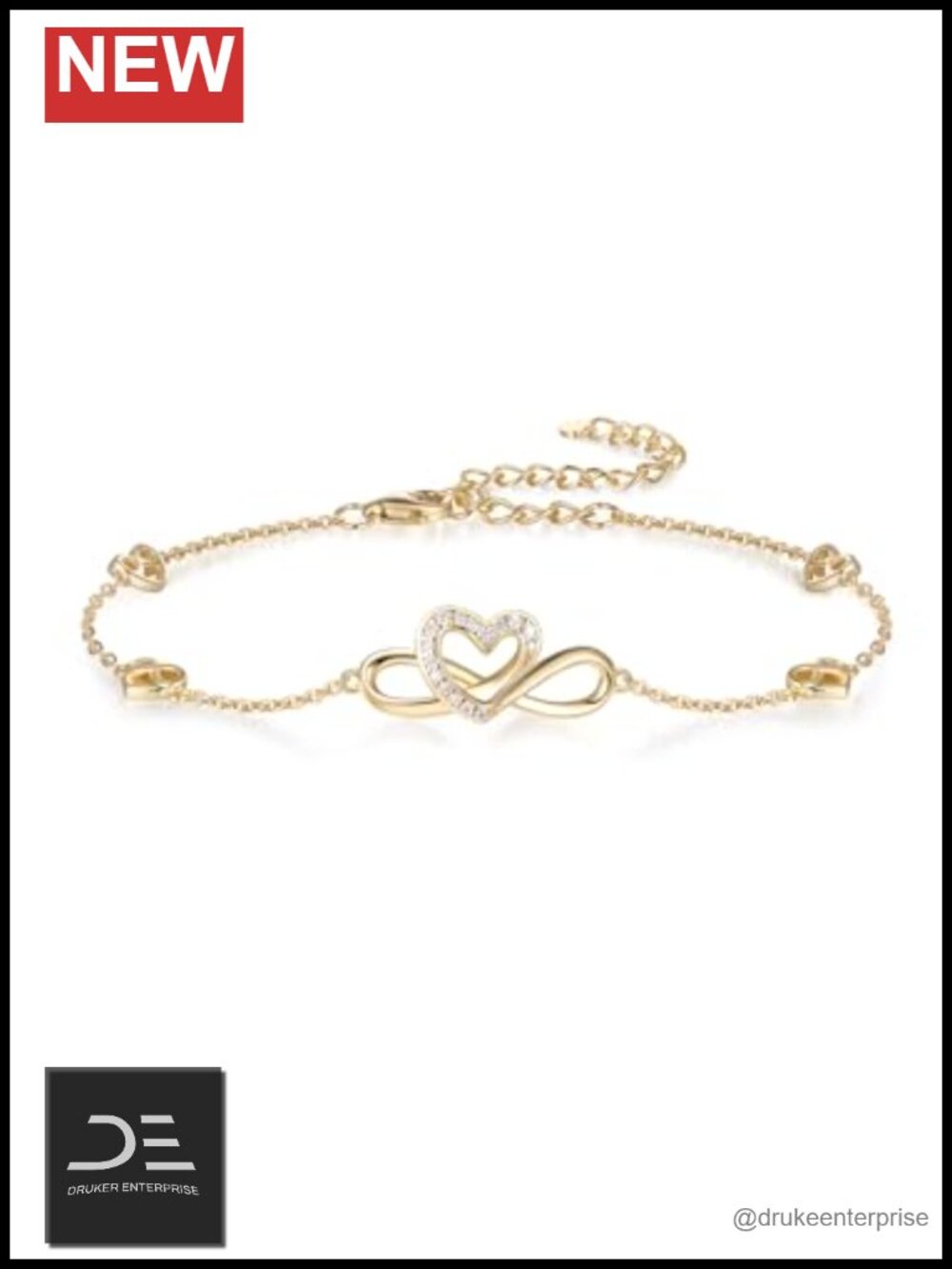 Moissanite Infinity Chain Bracelet for Women 925 Sterling Silver